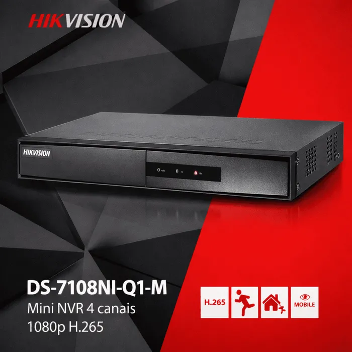 NVR Hikvision 8 Canais 4MP H.265+ DS-7100NI-Q1/M Gravador IP