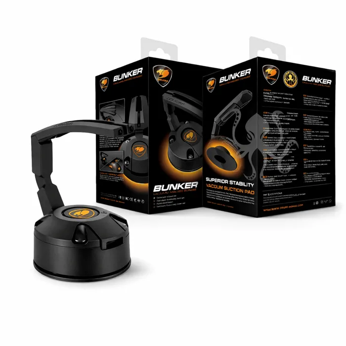 Suporte Para Mouse Cougar Bunker Bungee Gamer Com Hub USB 2 Portas Base A Vácuo Preto