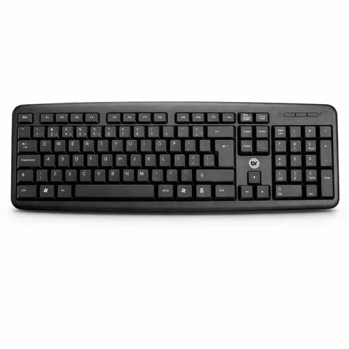 Teclado USB Bright 0014 Preto ABNT2 com Fio 1,3m 107 Teclas Plug And Play 