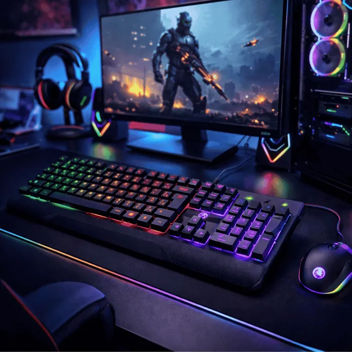 Teclado Gamer BrazilPC BPC-K1038 USB ABNT2 RGB Rainbow 107 Teclas Anti-Ghosting Cabo 1,5m