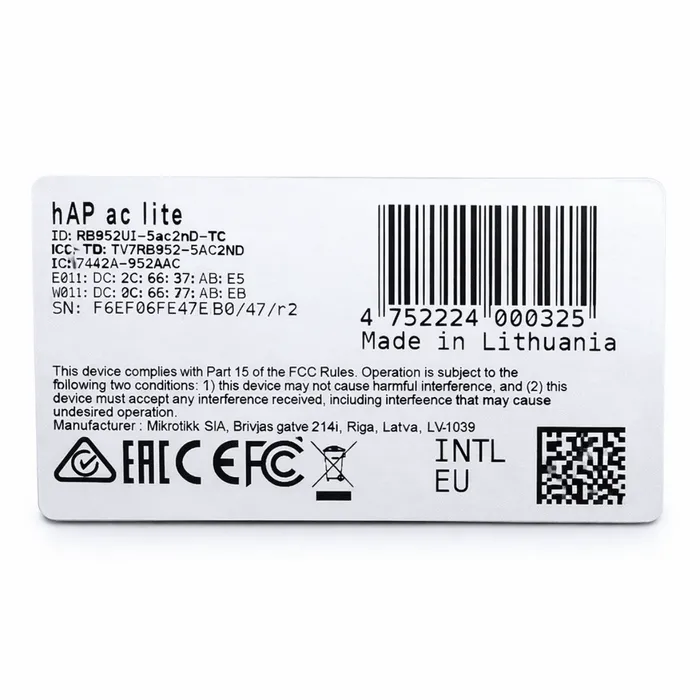 Roteador MikroTik hAP ac Lite AC750 Dual Band WiFi Alta Performance PoE USB