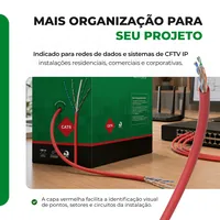 Cabo de Rede Intelbras Impact Giga CAT6 UTP CMX 4P 100M Vermelho IG6CVM - imagem 6