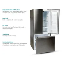 REFRIGERADOR E GELADEIRA PHILCO 523L FROST FREE DUPLEX INOX ECONÔMICO PRF53A 127V GRANDE CAPACIDADE - imagem 2