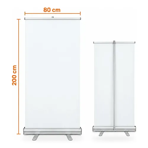 Porta Banner Roll Up 80cm x 2,0m em Alumínio - Retrátil e Portátil