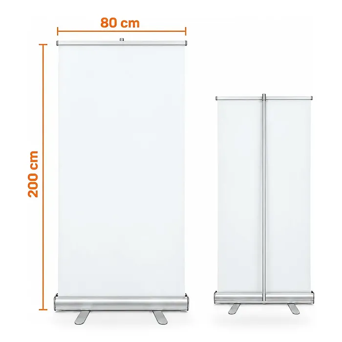 Porta Banner Roll Up 80cm x 2,0m em Alumínio - Retrátil e Portátil