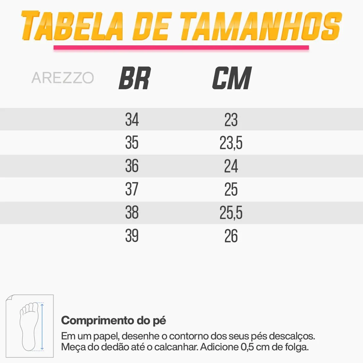 Tabela de Medidas