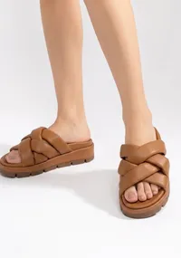 Sandália papete trançada caramelo - Toscana - imagem 5
