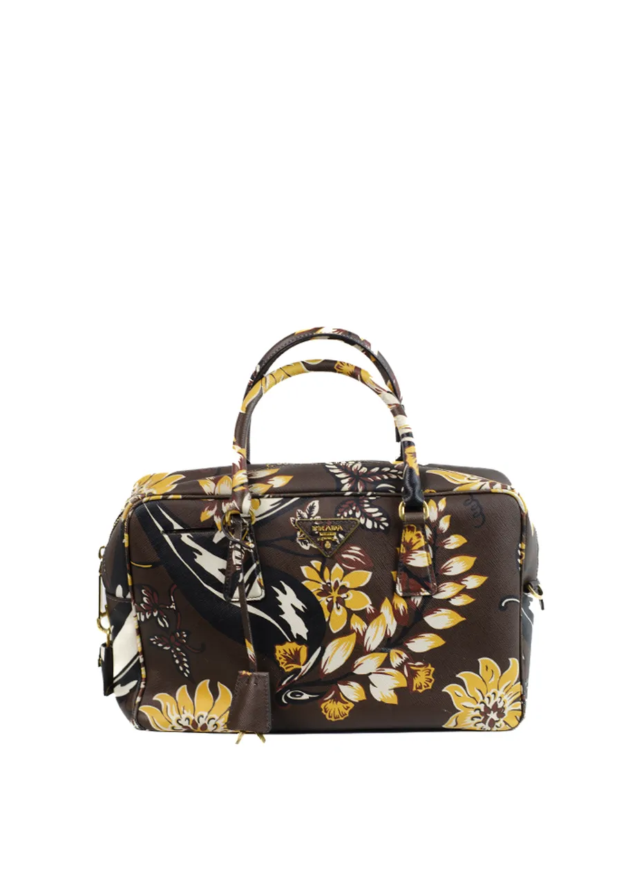 Prada Convertible Bauletto Bag Printed Saffiano Large