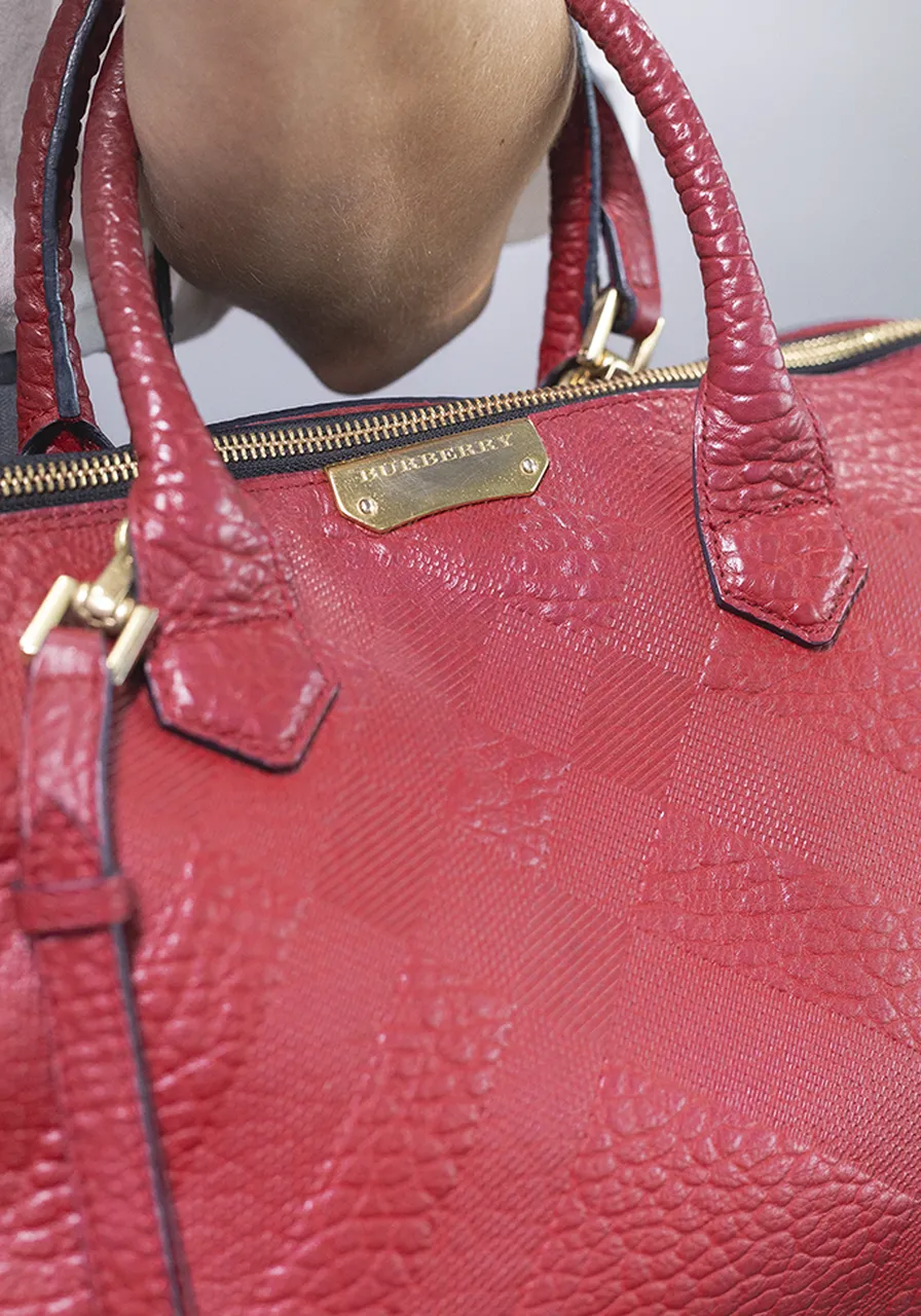 Burberry Grainy Check Leather Dewsbury Tote