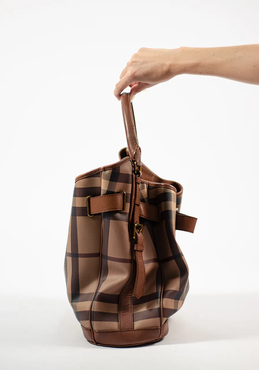 Burberry Brown Smoked Check Coated Canvas