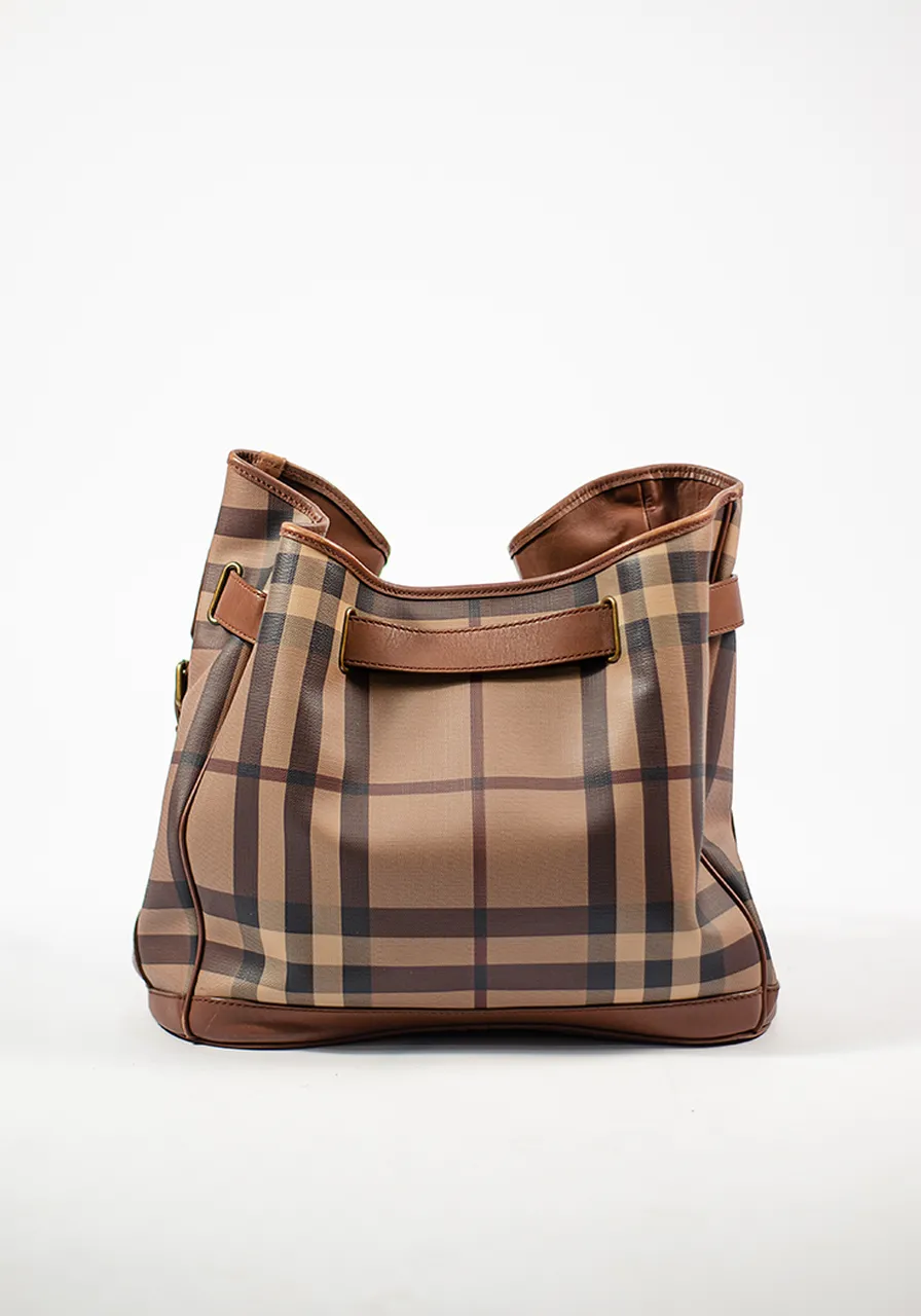Burberry Brown Smoked Check Coated Canvas