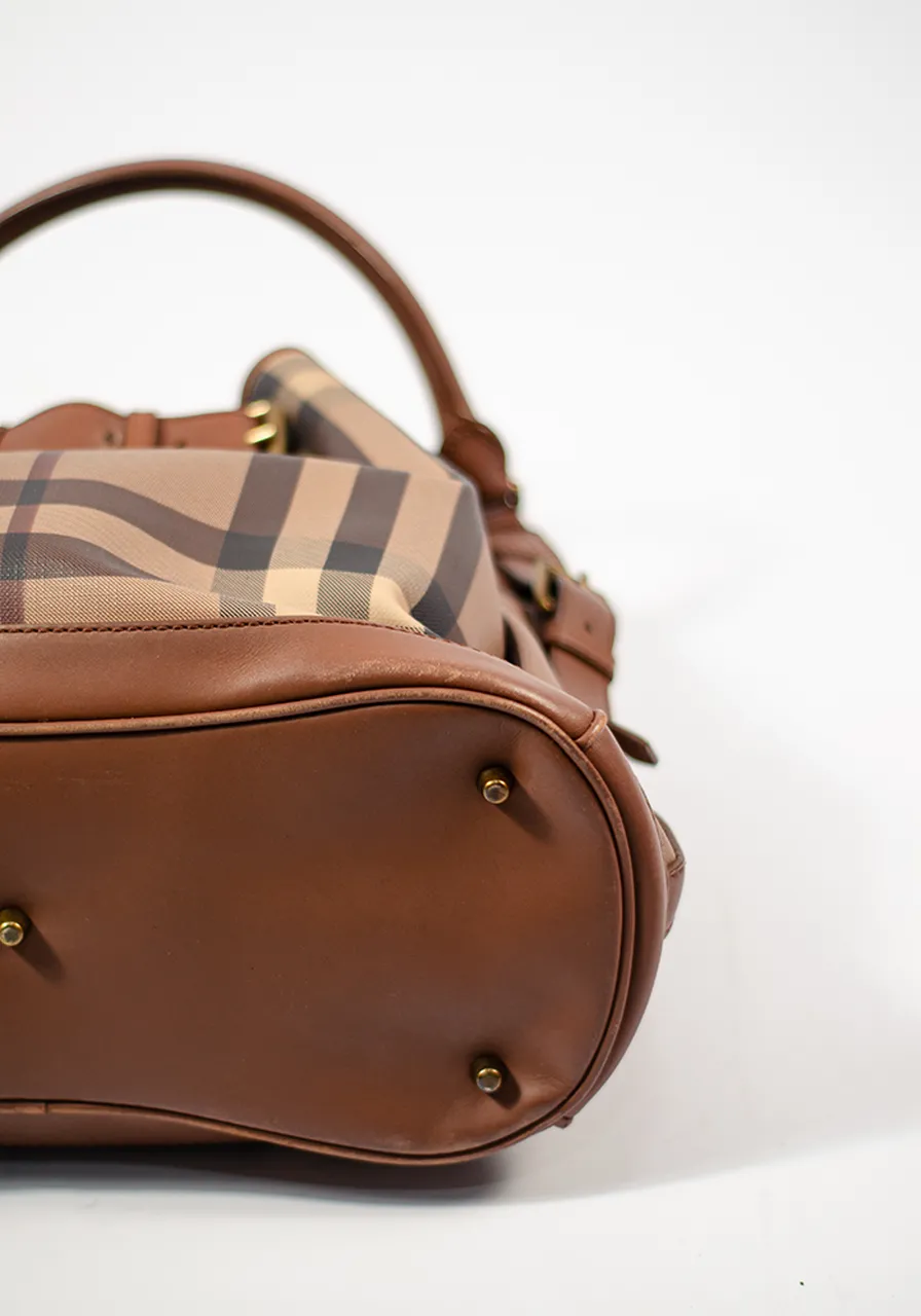 Burberry Brown Smoked Check Coated Canvas