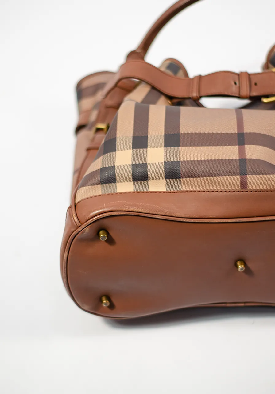 Burberry Brown Smoked Check Coated Canvas