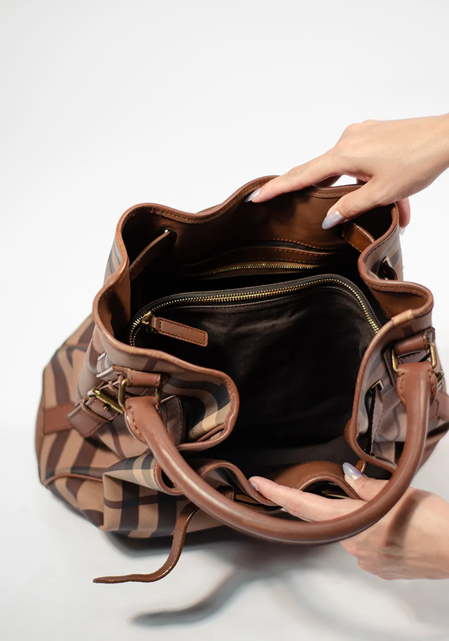 Burberry Brown Smoked Check Coated Canvas