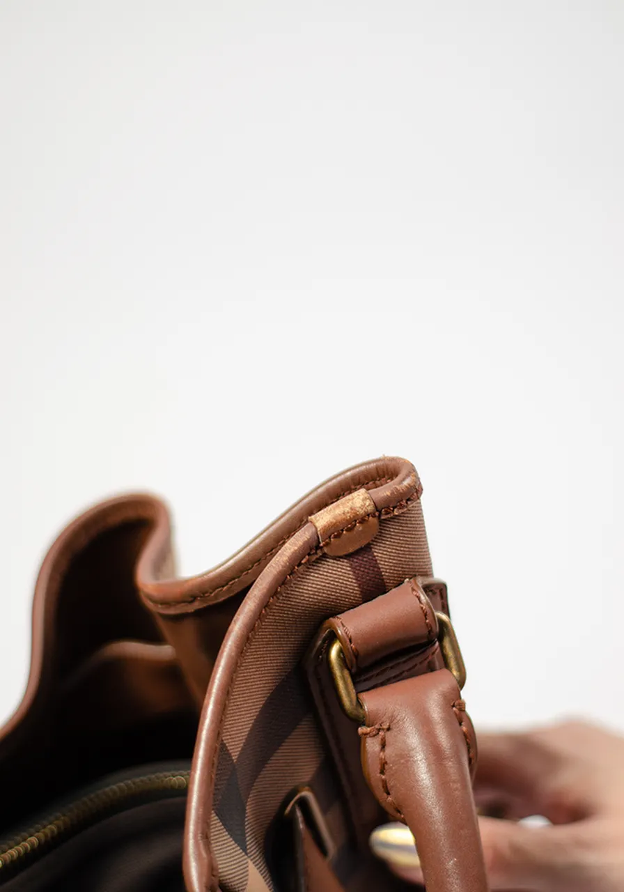 Burberry Brown Smoked Check Coated Canvas