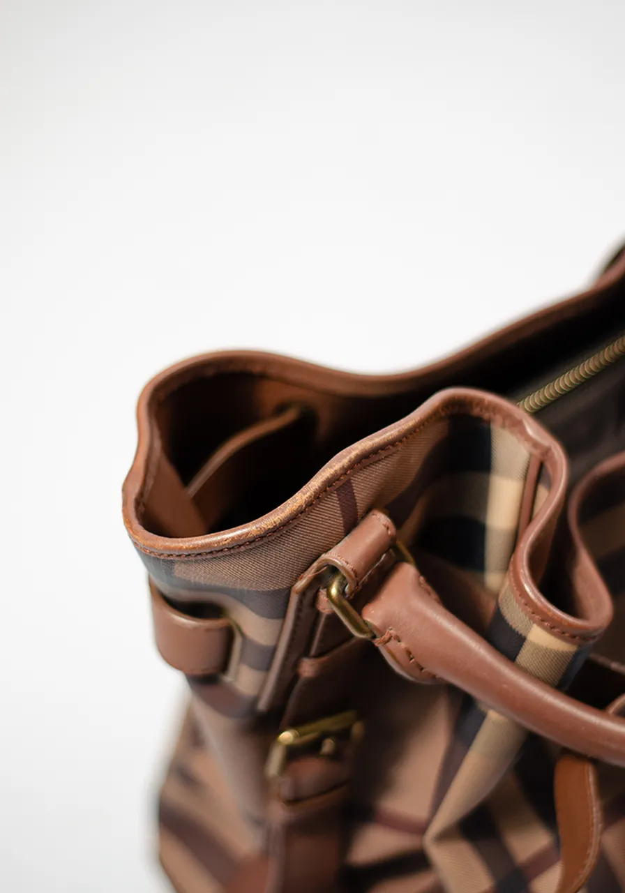 Burberry Brown Smoked Check Coated Canvas