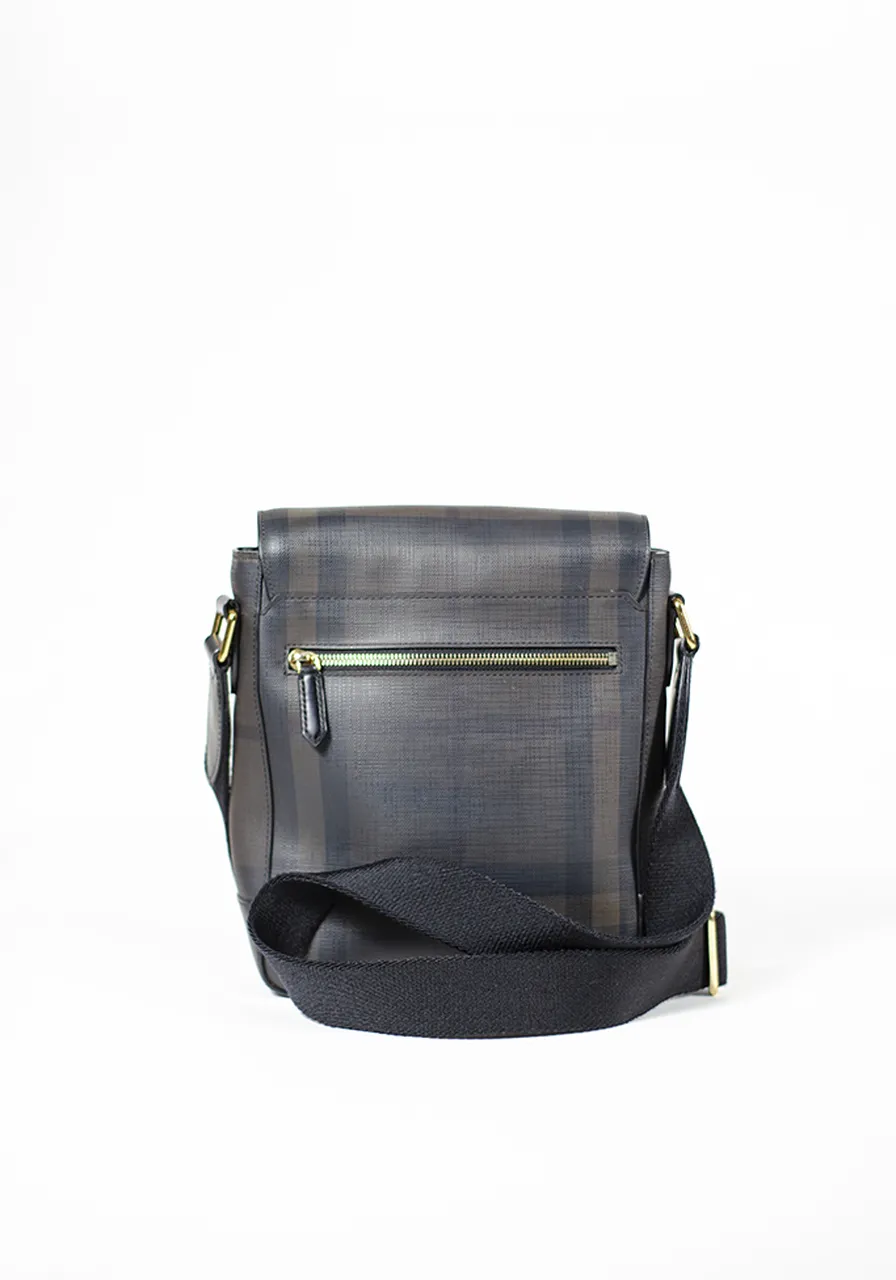Burberry Greenford Crossbody Bag Smoked Check Coated Canvas