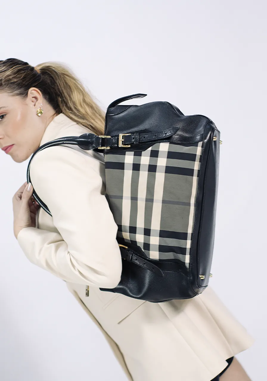 Burberry Leather Check Bag 