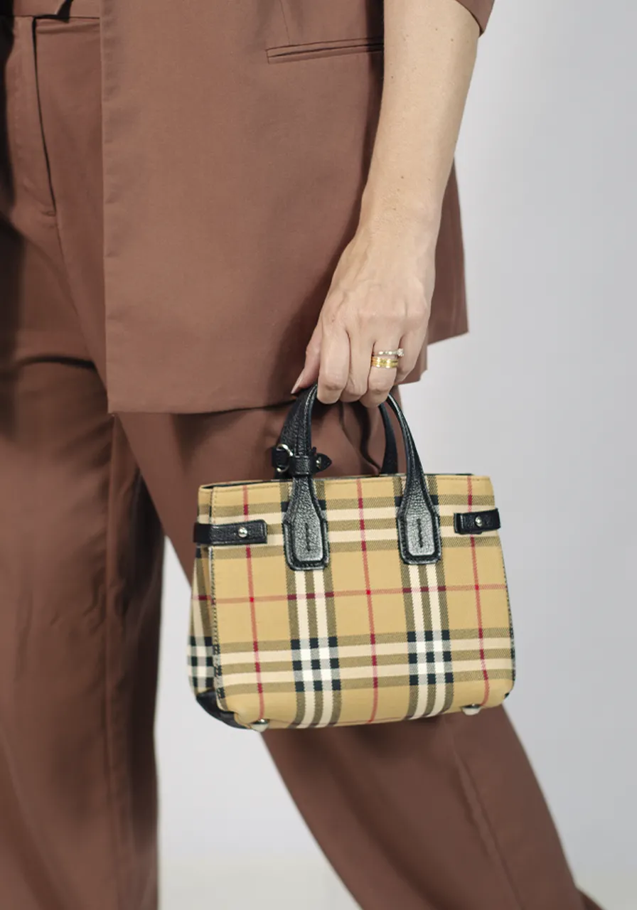 Burberry Mini Haymarket Check Tote 