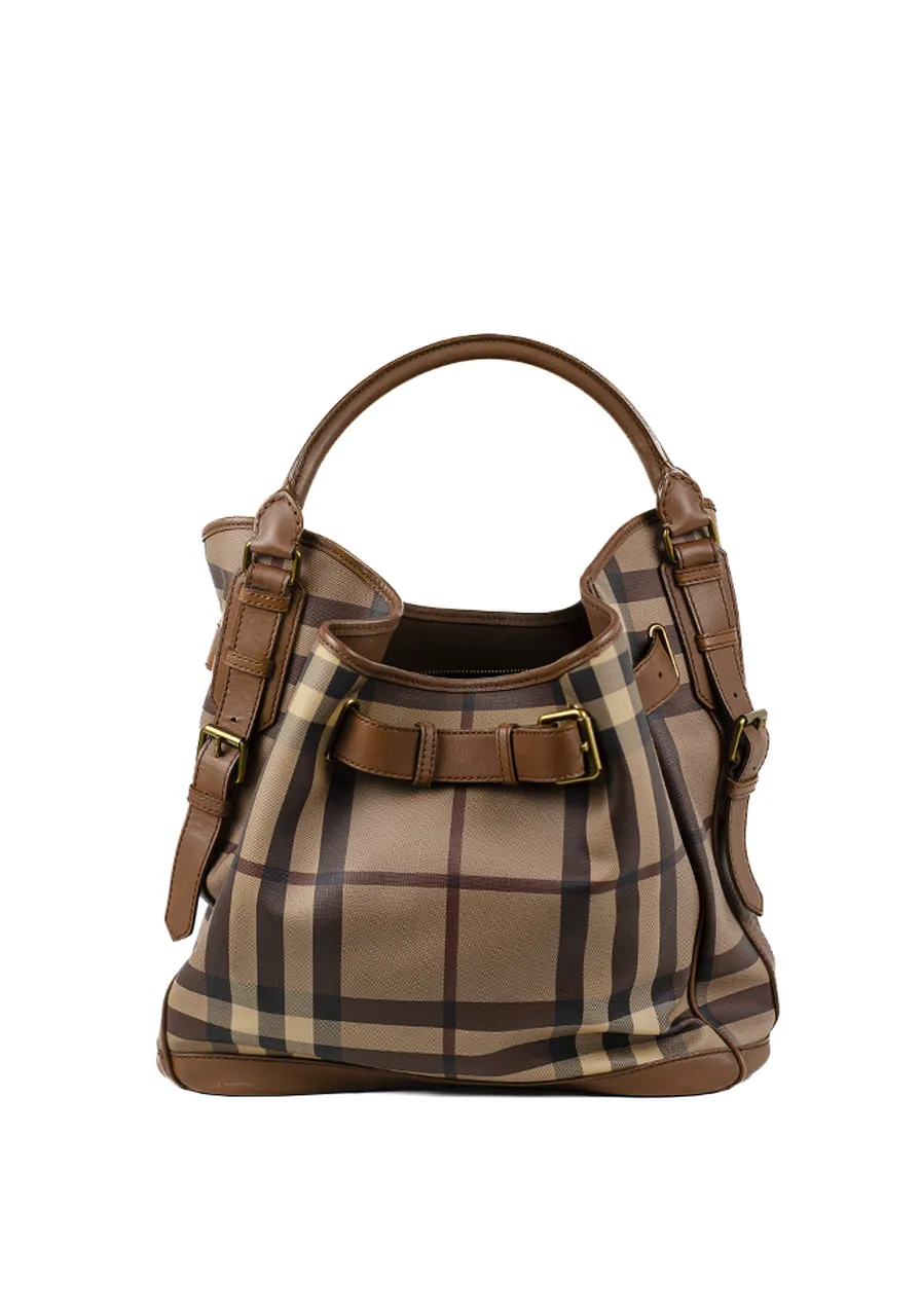 Burberry Brown Smoked Check Coated Canvas