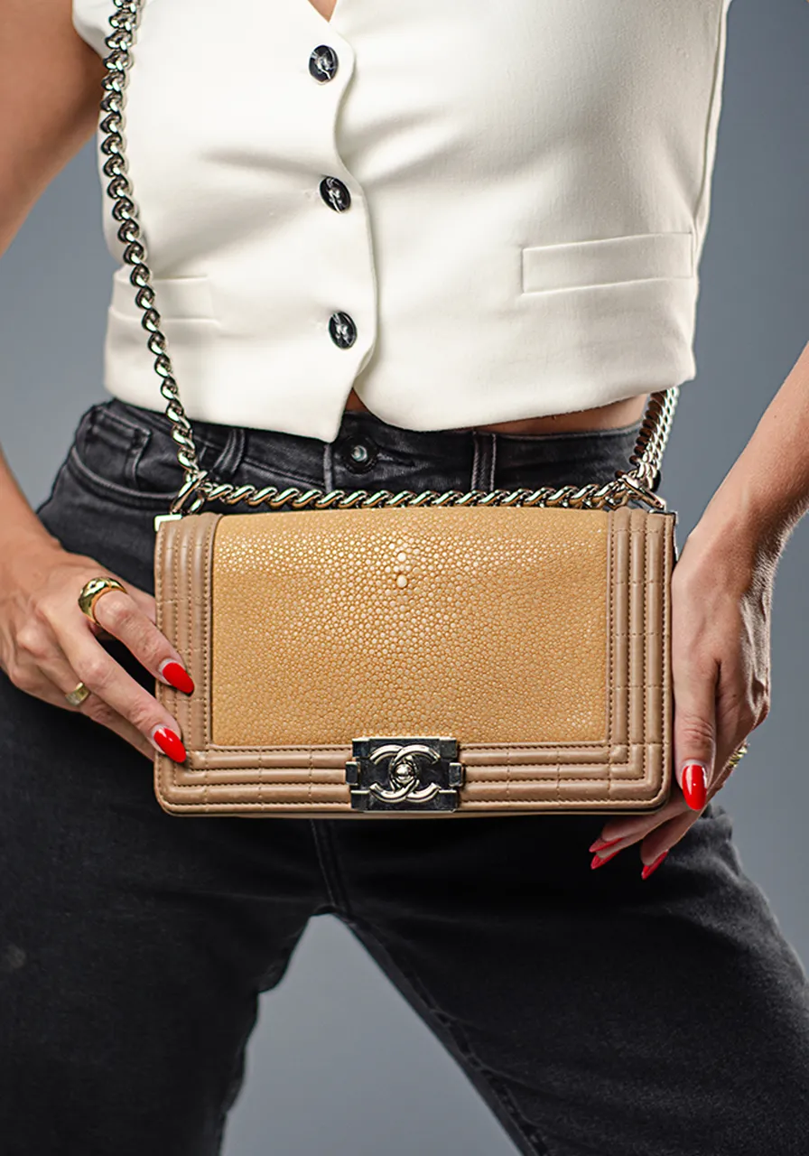 Chanel Boy Medium Flap Bag Stingray 
