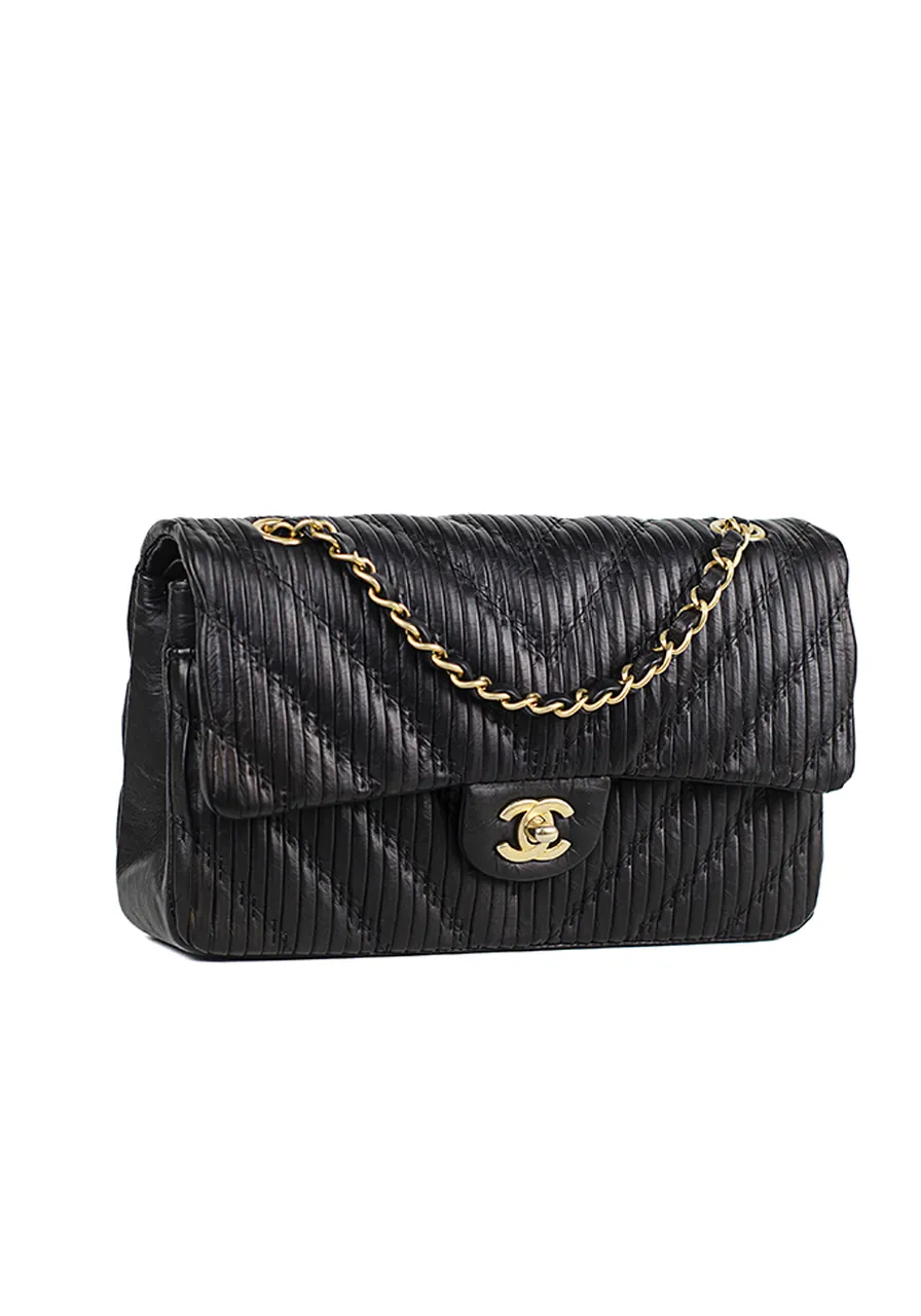 Chanel Chevron Stitched Classic Flap Bag