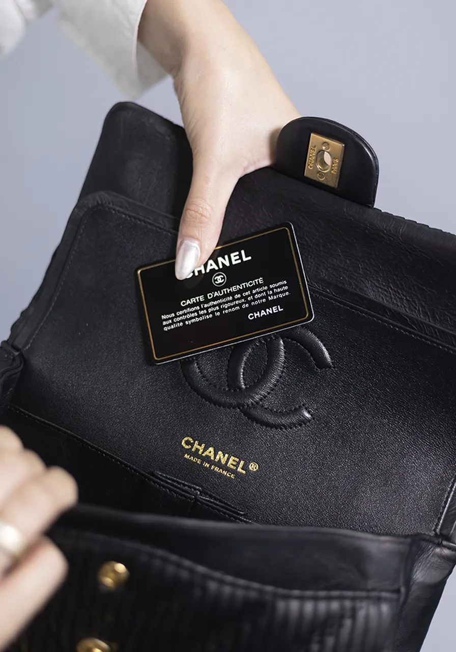 Chanel Chevron Stitched Classic Flap Bag