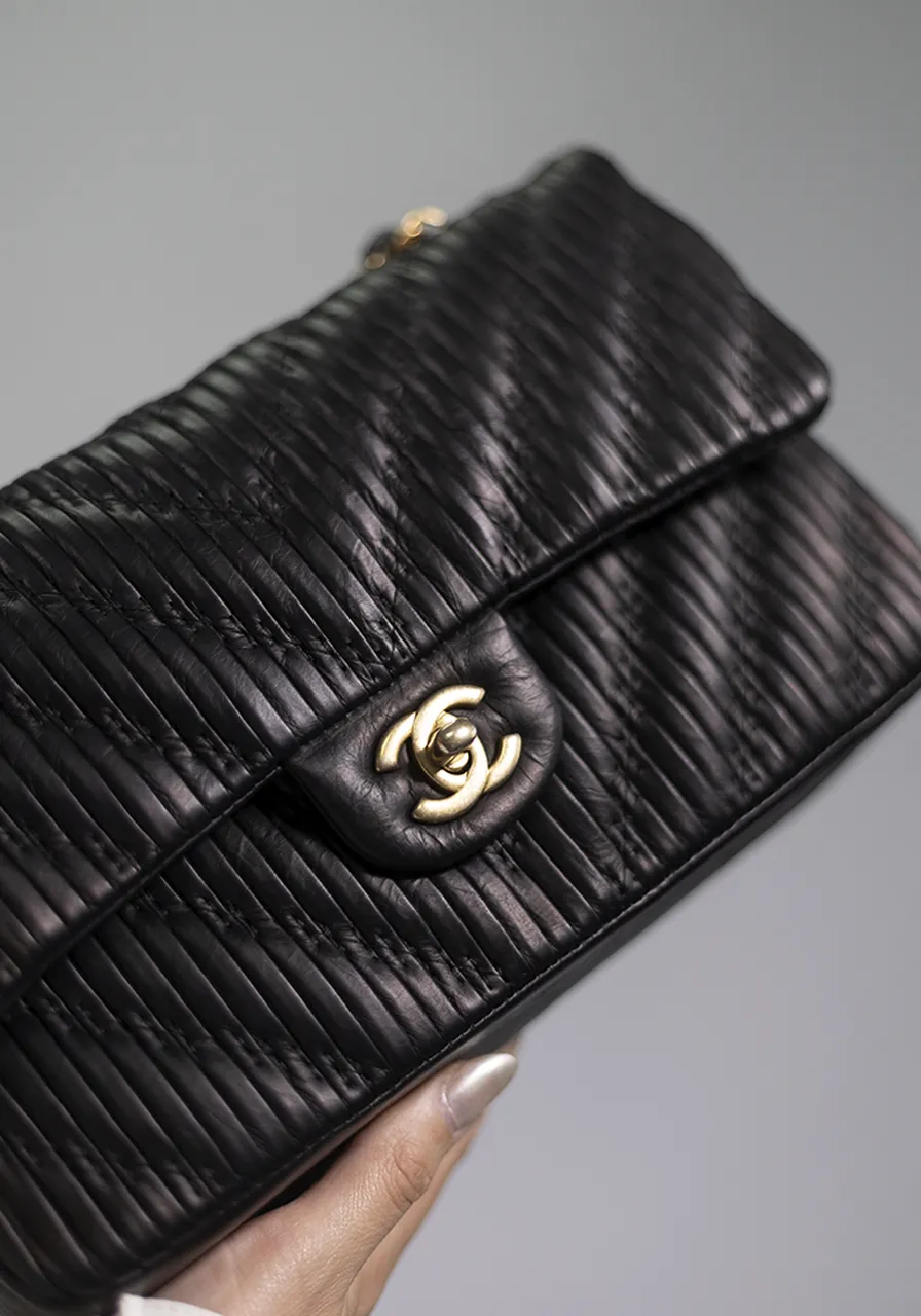 Chanel Chevron Stitched Classic Flap Bag