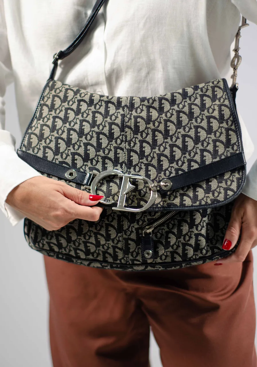 Dior Navy Logo Charms Messenger