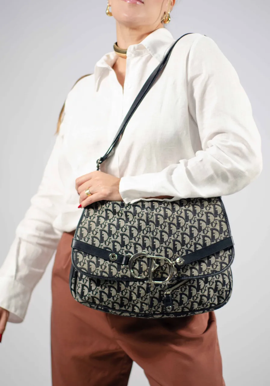 Dior Navy Logo Charms Messenger