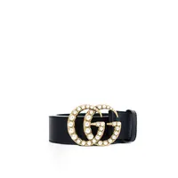 Cinto Gucci Leather Double G Pearl Belt  - imagem 1
