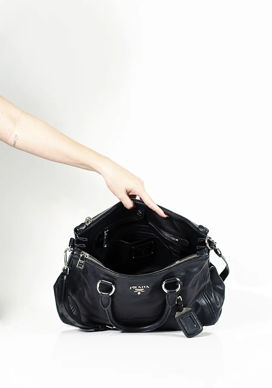 Prada Double Zip Calf Bag 