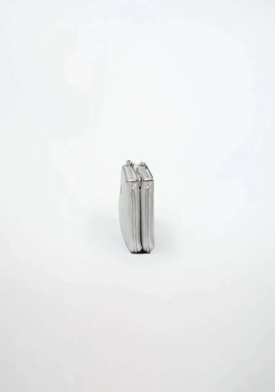 Coach Double Ziper Silver Metallic 