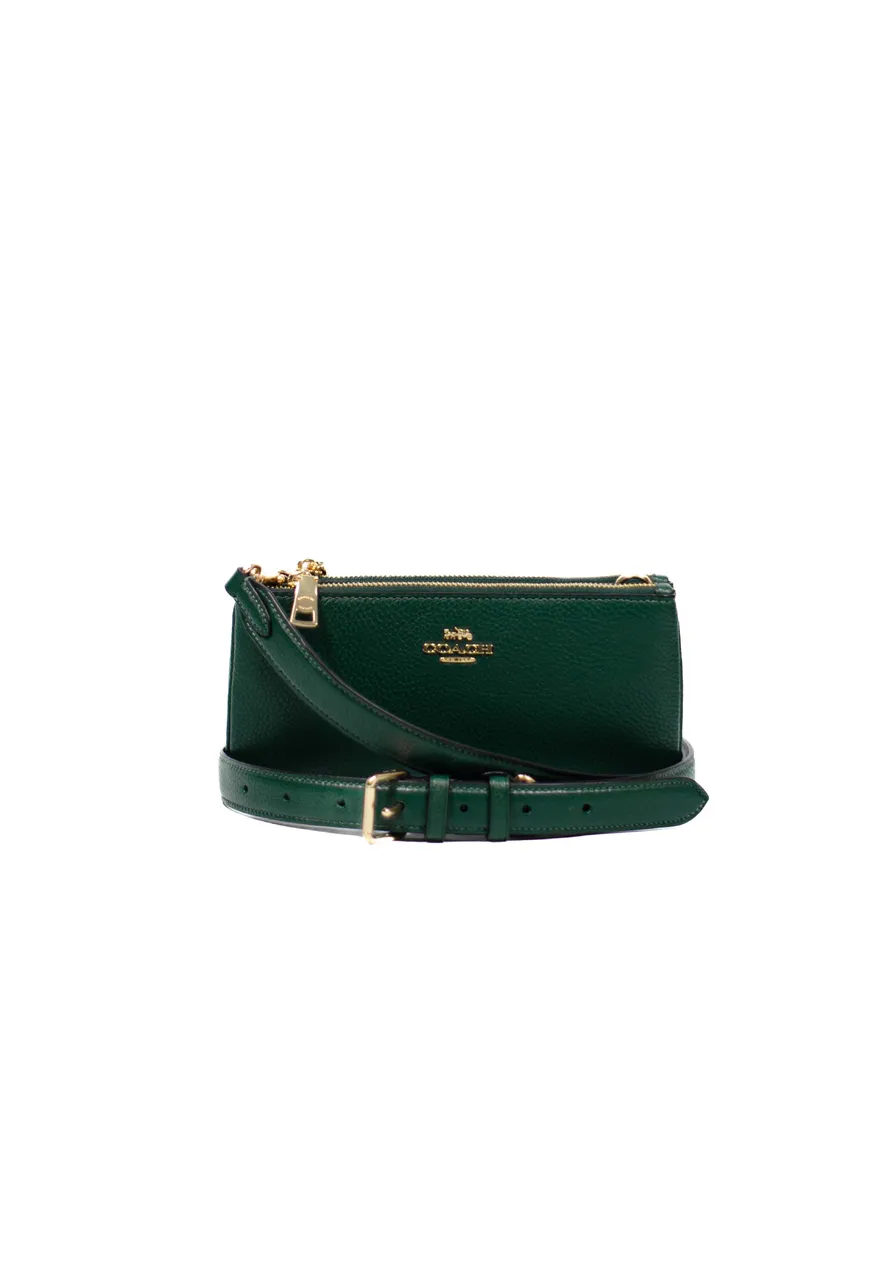 Coach Double Ziper Green Metallic