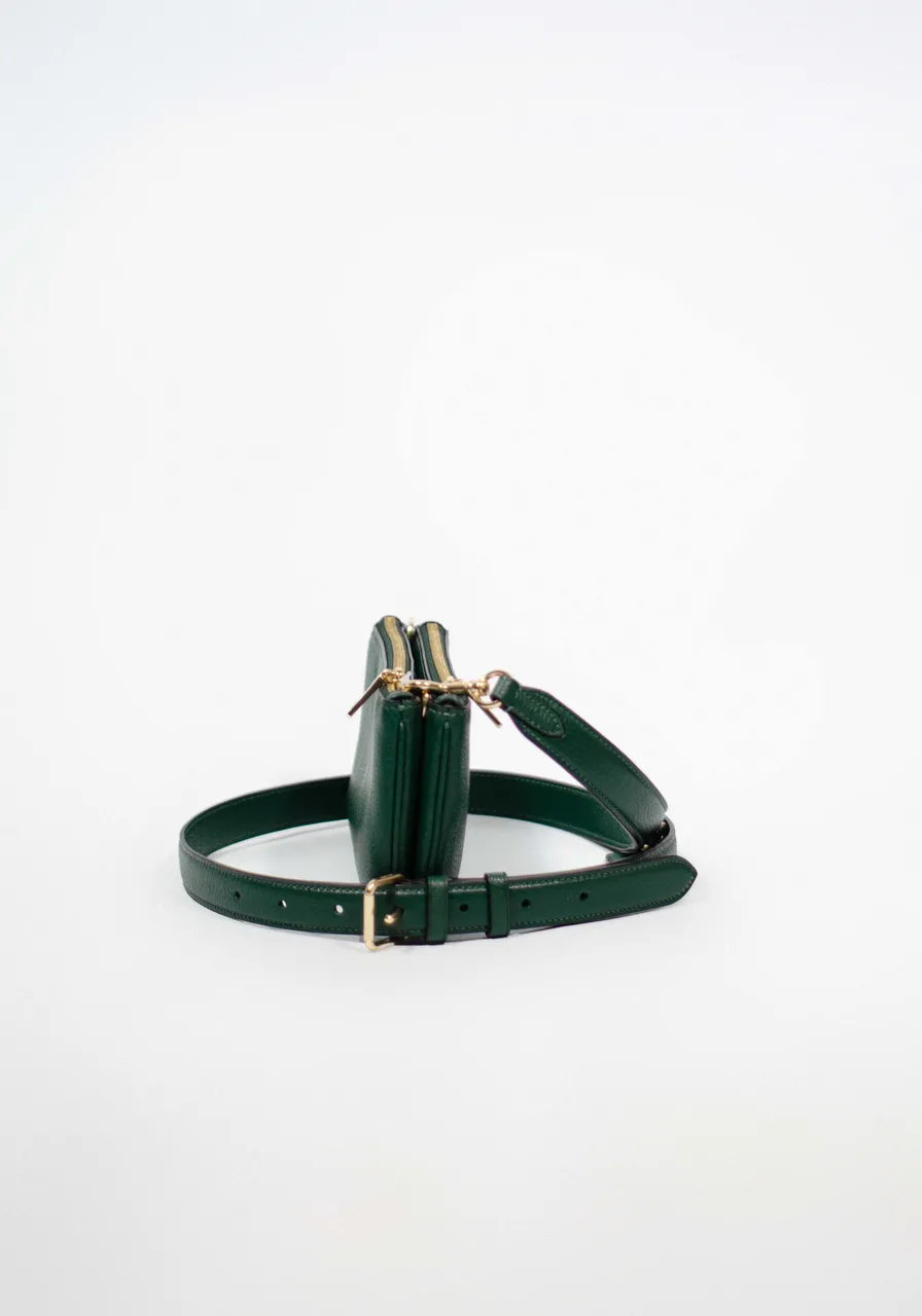 Coach Double Ziper Green Metallic