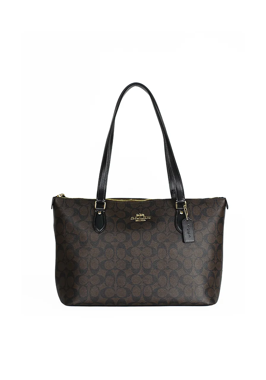 Coach Tote In Signature Marrom