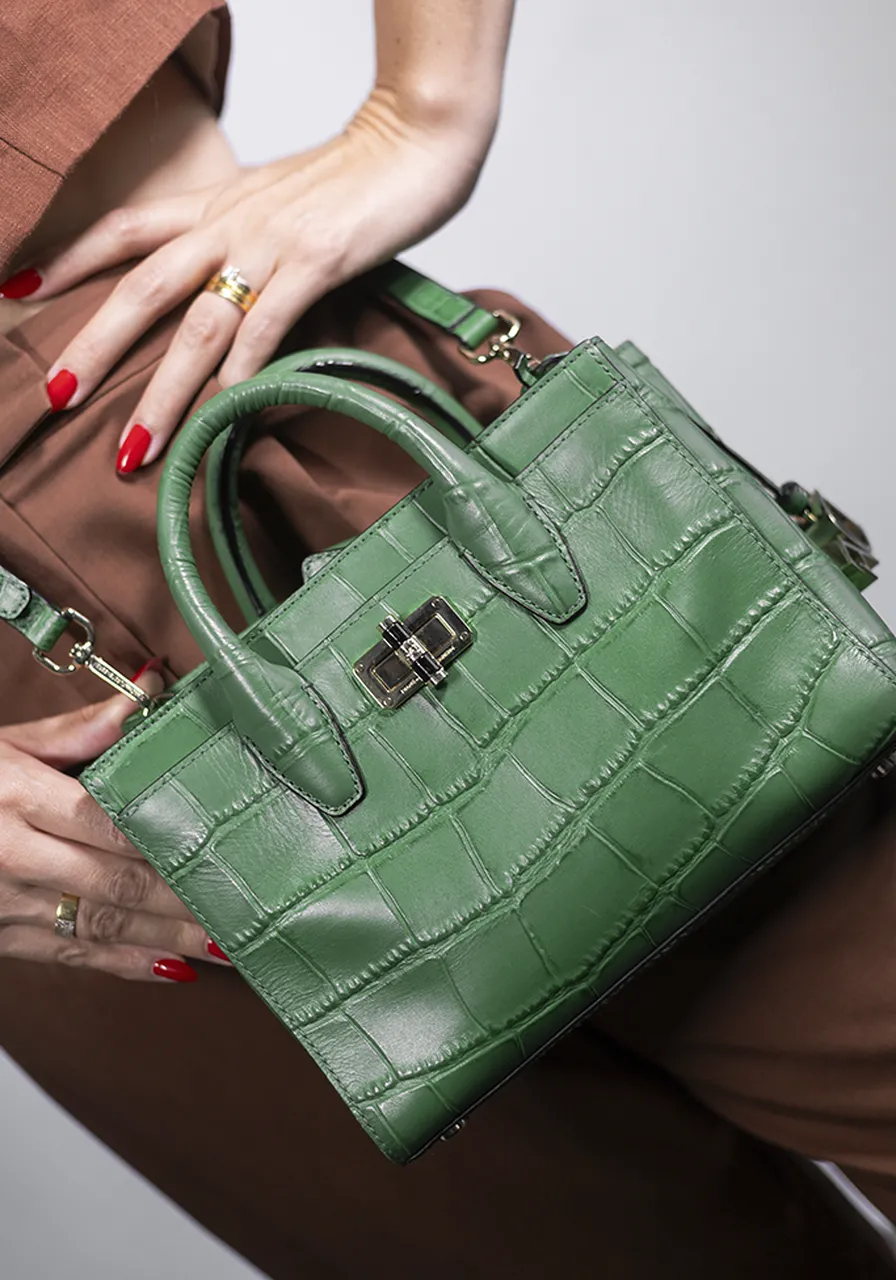 Diane Von Furstenberg Mini Viviana Emerald Croco