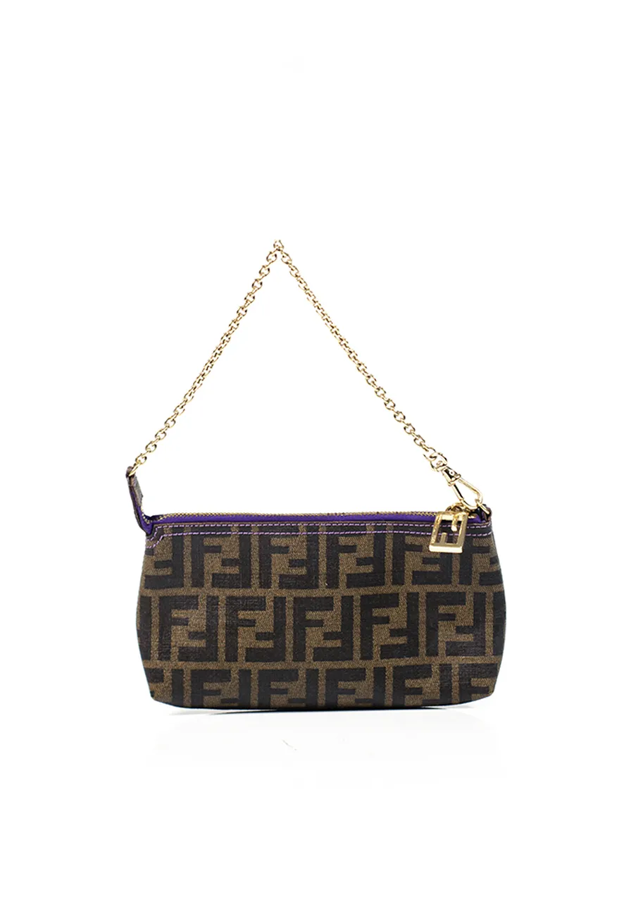 Fendi Chain Pochette Zucca Coated Canvas 
