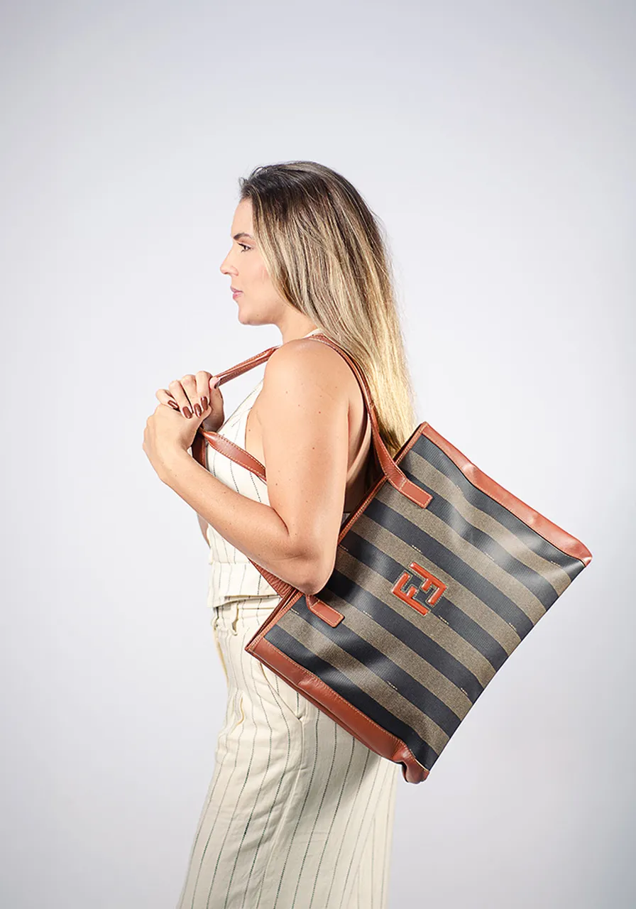 Fendi Pequin Equin Roll Tote 