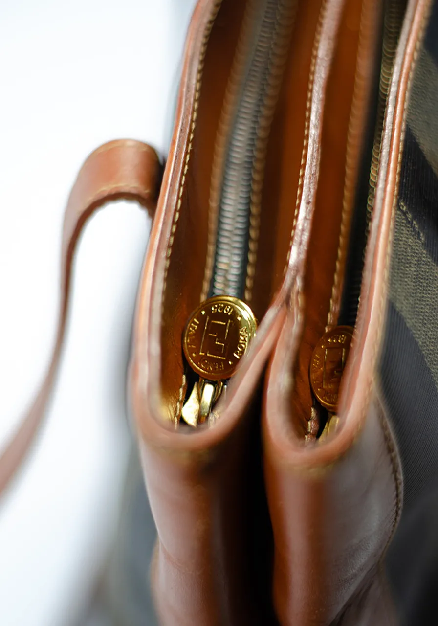 Fendi Pequin Equin Roll Tote 