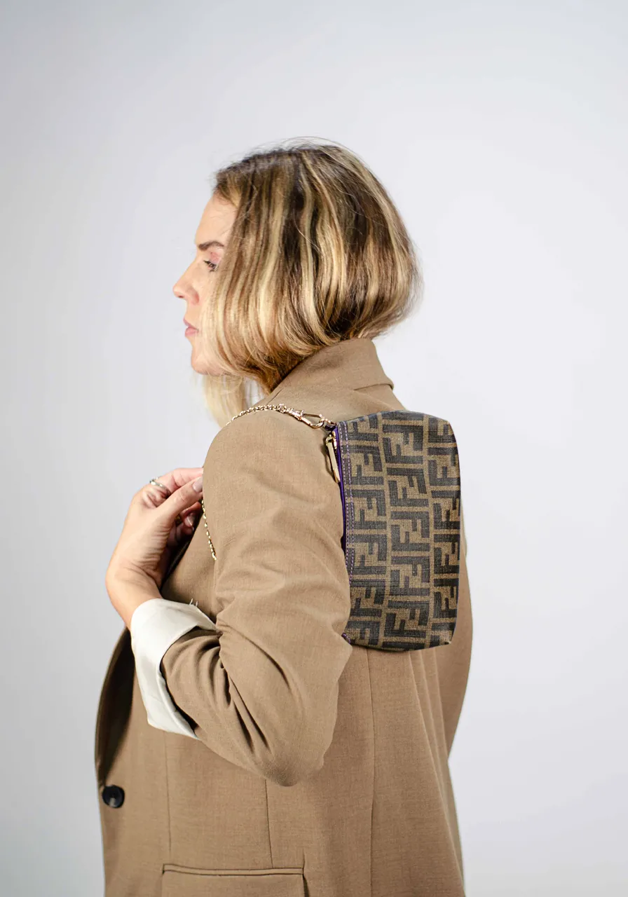 Fendi Chain Pochette Zucca Coated Canvas 