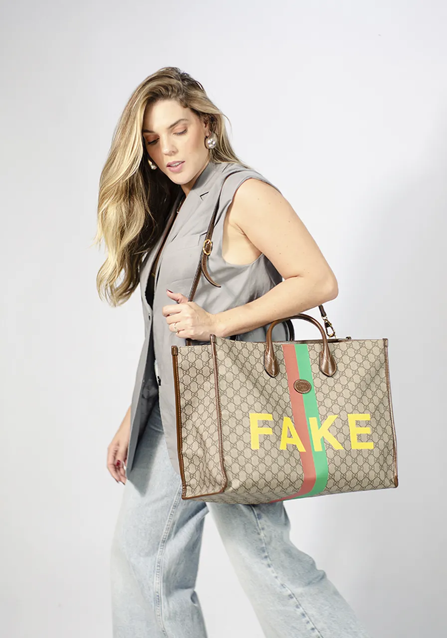Gucci Fake/Not Shopping Bag Man Size Uni 