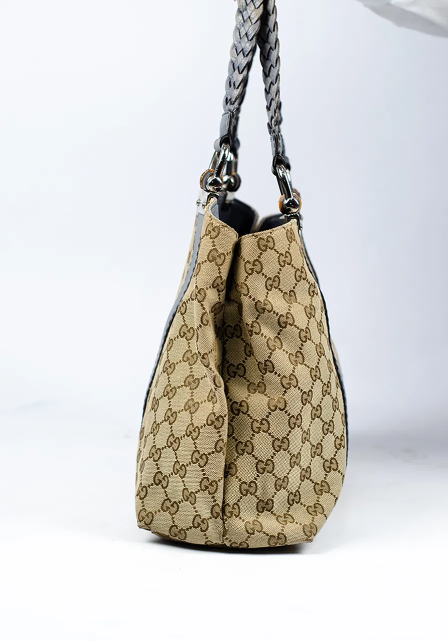 Gucci GG Canvas Bamboo Libeccio Tote Bag 