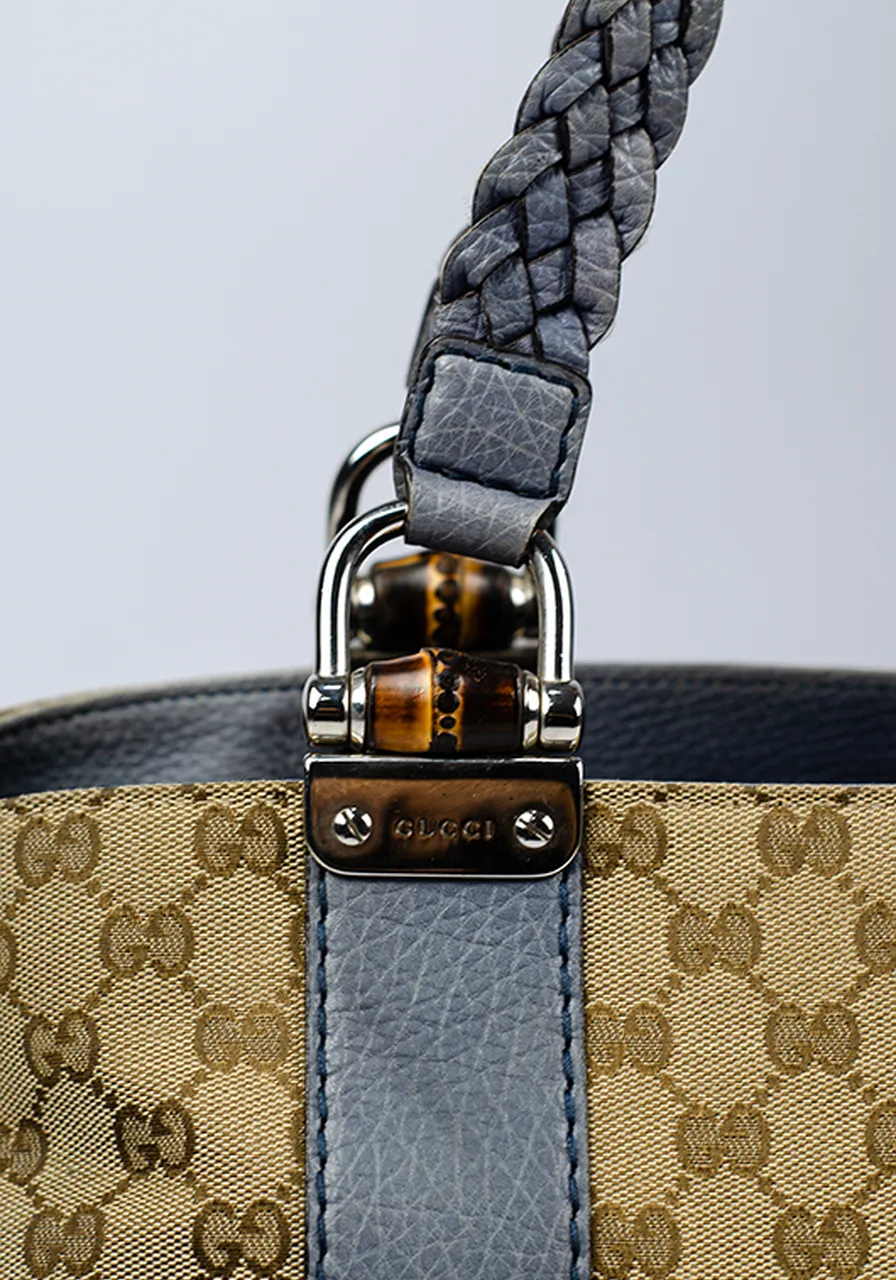 Gucci GG Canvas Bamboo Libeccio Tote Bag 