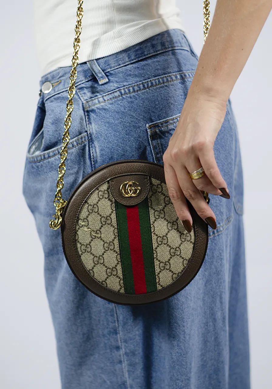 Gucci GG Supreme Ophidia Mini Round 