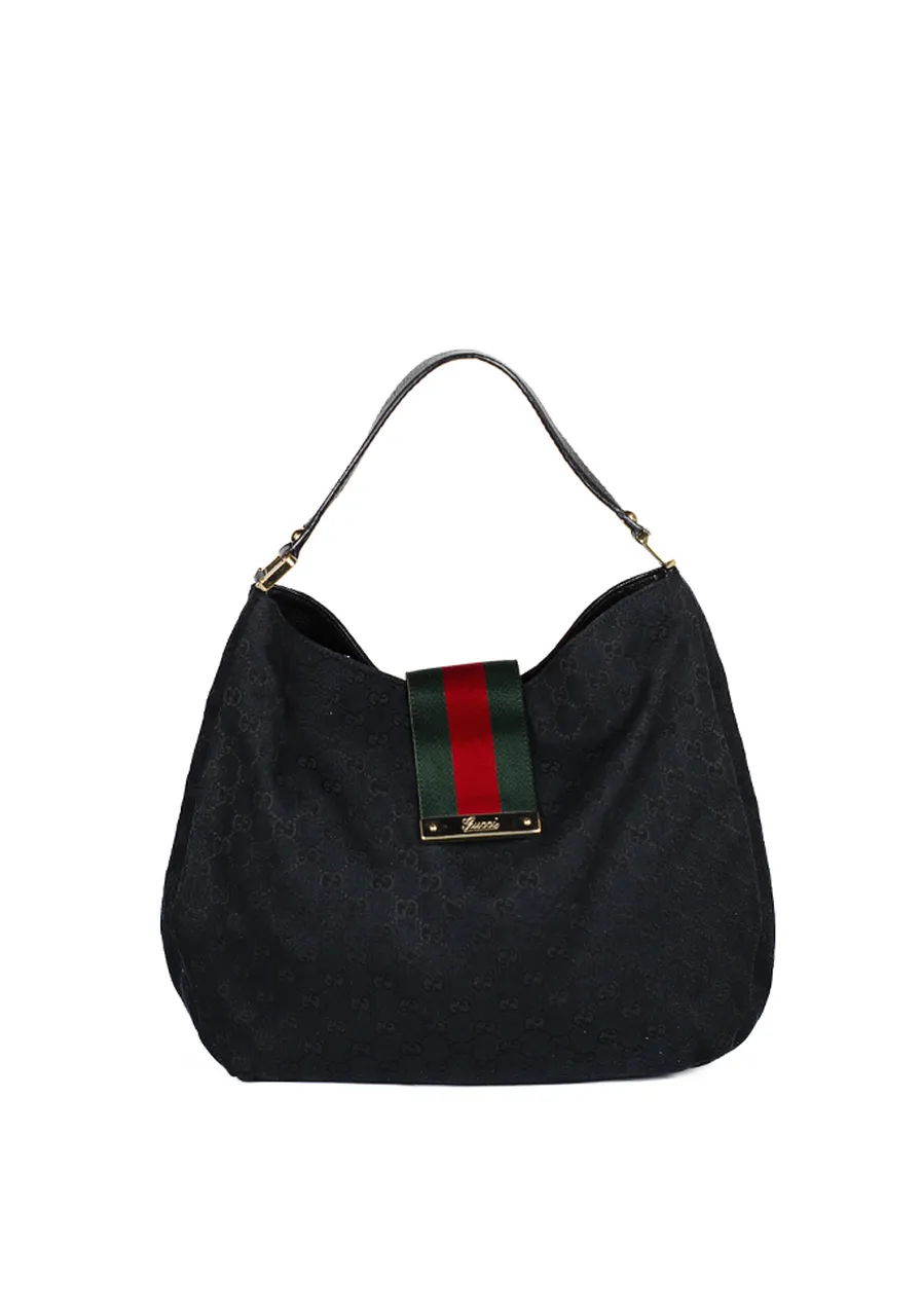 Gucci New Ladies Web Hobo Monogram 