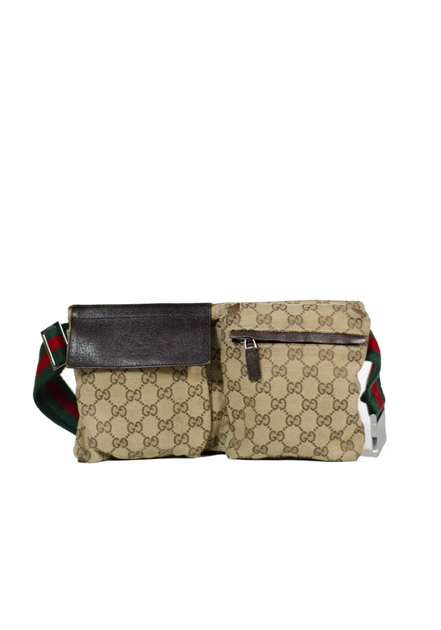 Gucci Pochete GG Canvas Double Belt 