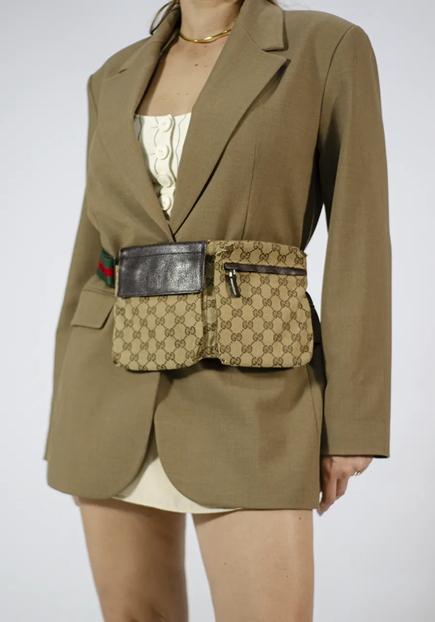Gucci Pochete GG Canvas Double Belt 