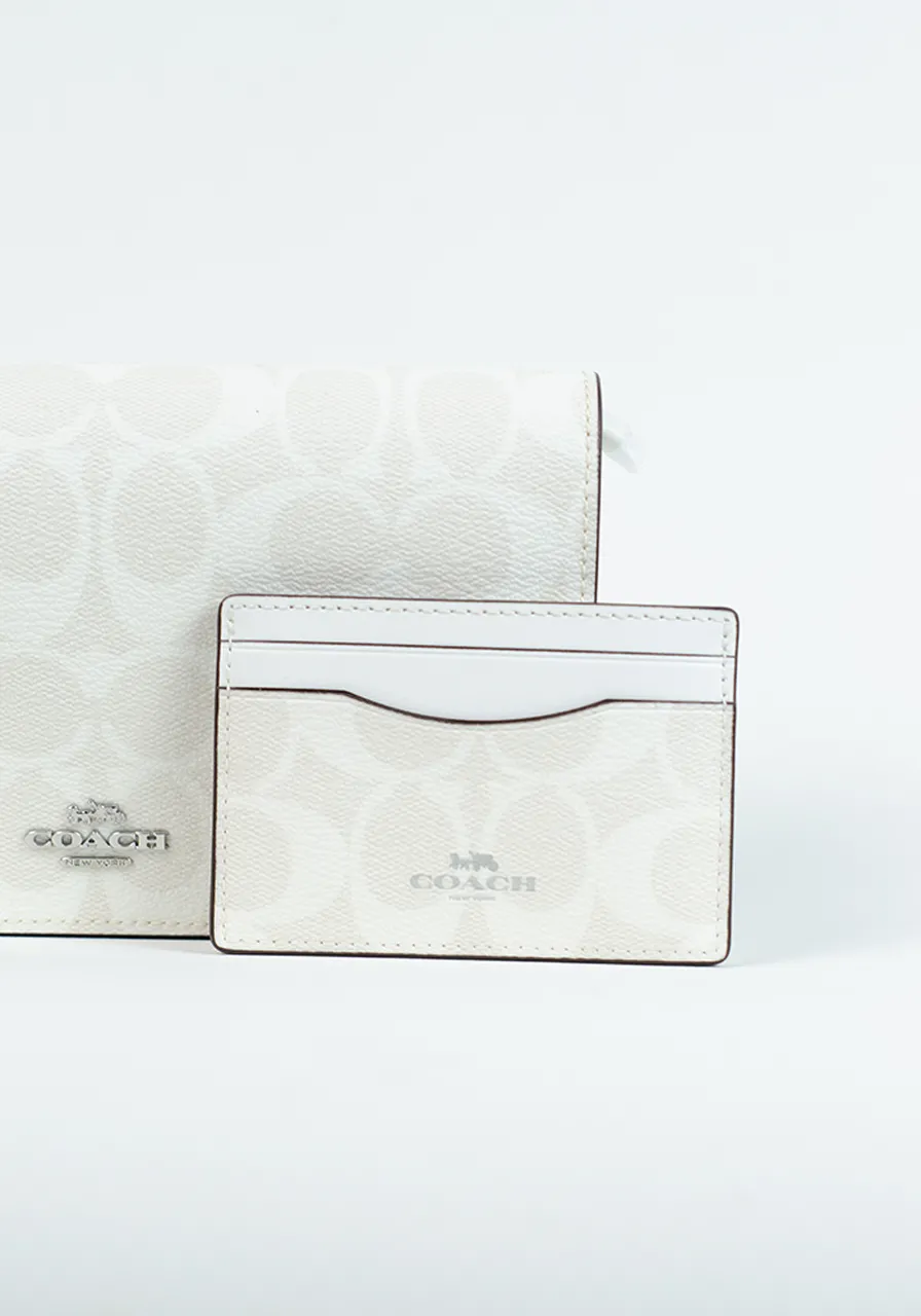 Coach Boxed Anna Foldover Clutch Crossbody And Card Case Set In Signature Canvas