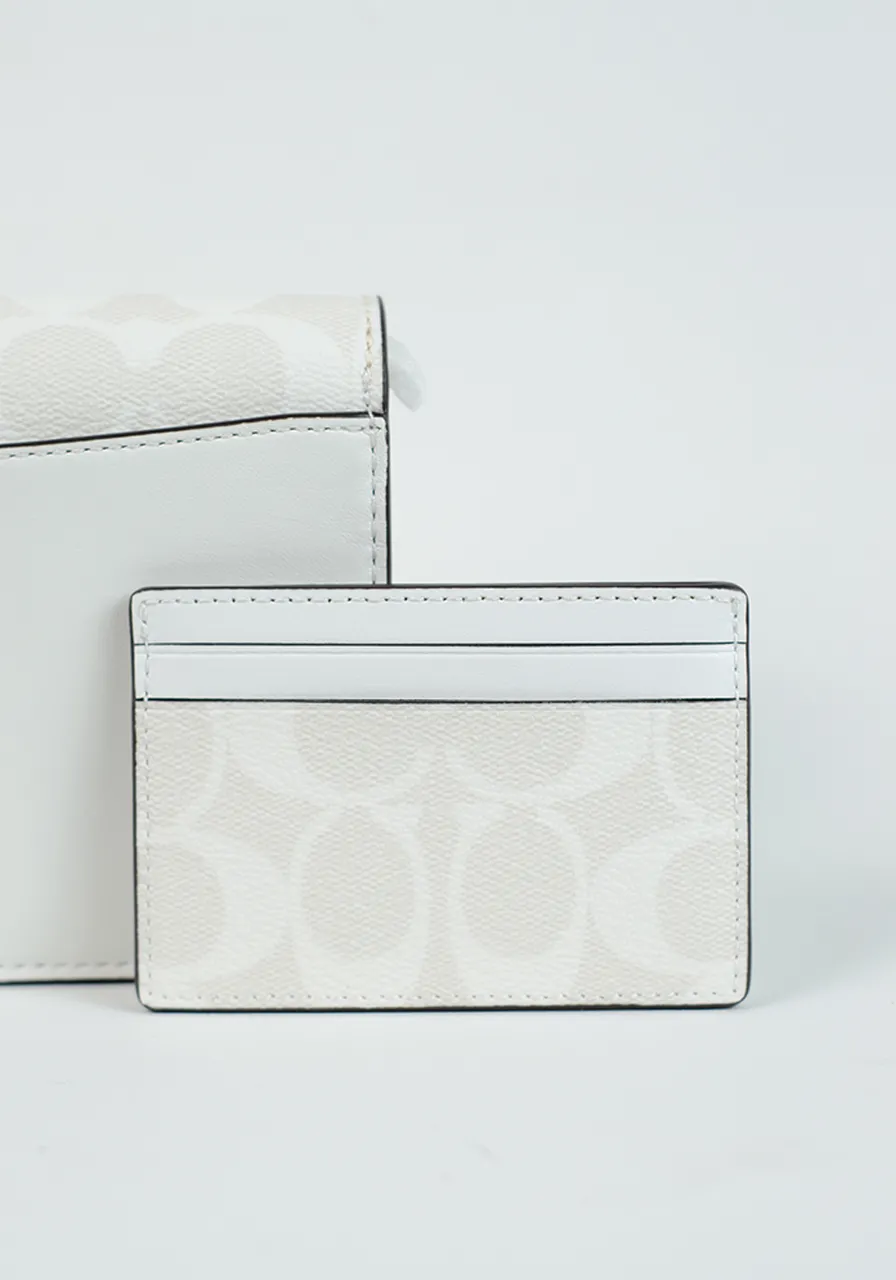 Coach Boxed Anna Foldover Clutch Crossbody And Card Case Set In Signature Canvas